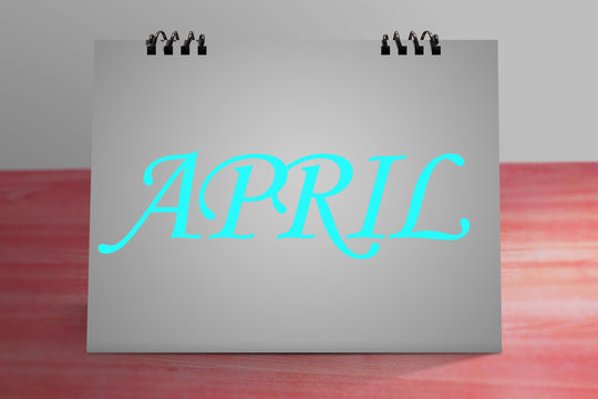 "APRIL"  write on Desktop Calendar Mockup 