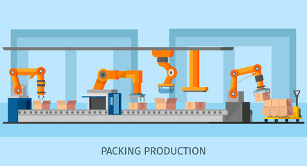 Fototapeta premium Industrial Packing System Process Template