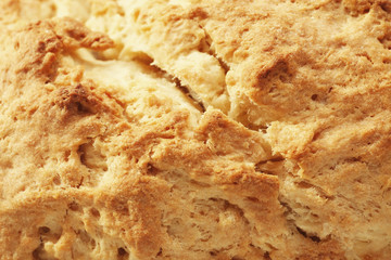 Tasty loaf of beer bread, closeup