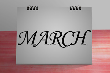 "MARCH"  write on Desktop Calendar Mockup 