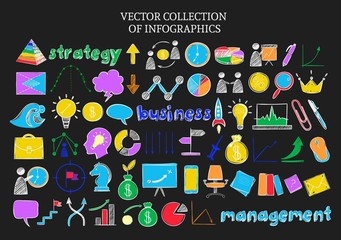Colored Infographic Sketch Icons Set