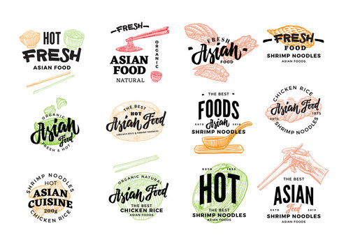 Hand Drawn Asian Food Logotypes