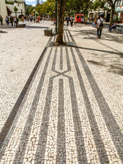 Decorated paving, pedestrian lane, drain, Portugal, Madeira, Fun