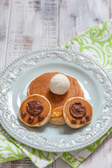 Easter funny bunny pancakes with fruits