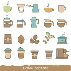 Coffee icons set