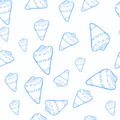 Seashell on sea background. Vector illustration. Beach concept for restaurant menu card, ticket, branding, logo label. Black and white