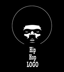 Afro Hip Hop Logo. Vector black man silhouette with hair.