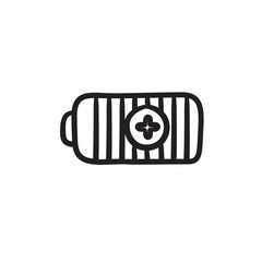 Fully charged battery sketch icon.