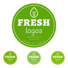 Set of green leaf business logo circle vectors