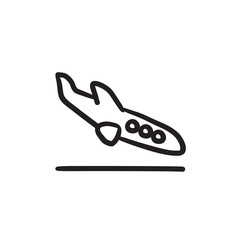 Landing aircraft sketch icon.