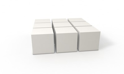 Cubes, isolated on the white, 3d render 