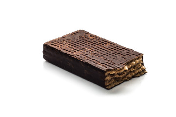 Chocolate wafer isolated on white background, sweet snack