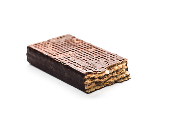Chocolate wafer isolated on white background, sweet snack