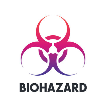 biohazard symbol over white