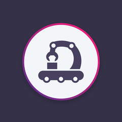 conveyor icon in linear style, assembly line, production, factory, manufacturing