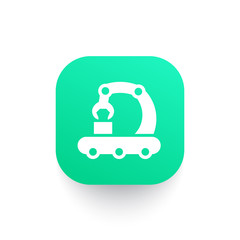 conveyor line icon, production, factory, manufacturing symbol