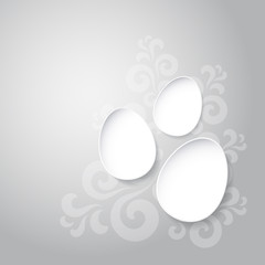 Abstract easter eggs on gray background with pattern