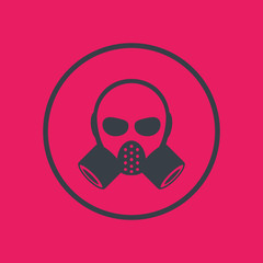 gas mask, respirator icon in circle, vector illustration
