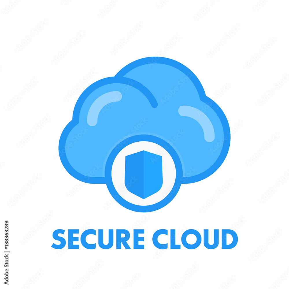 Poster secure cloud icon in flat style isolated on white