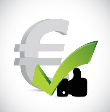 euro currency like and approval sign concept