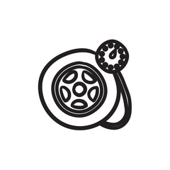 Pressure gauge tyre  sketch icon.