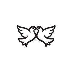 Wedding doves sketch icon.