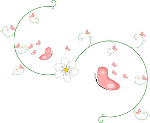 Ranke mit Blumen und Schmetterlingen