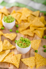 Tortilla chips peas dip