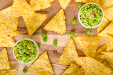 Tortilla chips peas dip