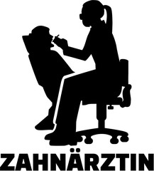 Female dentist silhouette with female job title