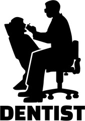 Dentist silhouette with job title
