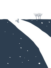 Cyclist riding bicycle on small hills in spring. © jozefmicic