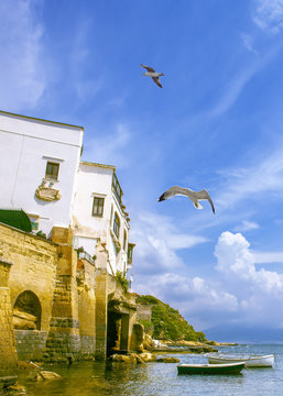 Marechiaro, Napoli, vesuvio, barche pescatori, mare, tramonto,paesaggio napoli