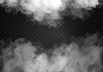 Fog or smoke isolated transparent special effect. White vector cloudiness, mist smog background. illustration