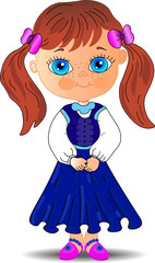 Векторное изображение, маленькая девочка на белом фоне