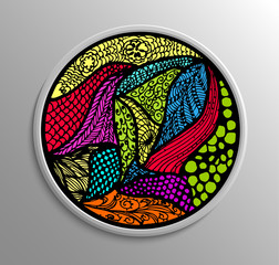 Colorful round logo mandala with sea ornament (like seaweeds).