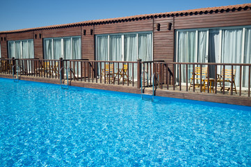 Blue water in the swimming pool,