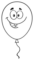 Smiling Black And White Balloon Cartoon Mascot Character. Illustration Isolated On White Background