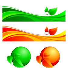 Abstract wavy background with floral elements. Vector illustration