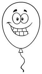 Smiling Black And White Balloon Cartoon Mascot Character. Illustration Isolated On White Background