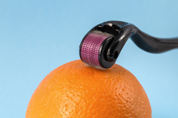 Derma roller for medical micro needling therapy.