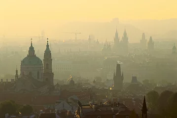 Poster Golden sunrise over Prague © Rey Kamensky