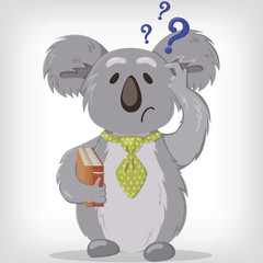 Naklejka premium Thinking koala. Discouraged koala. Vector illustration