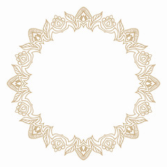 Round frame in vintage style of stylized vegetal elements. Border for decoration postcards, logos, banners, clearance of goods and promotional products.