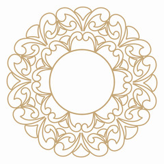 Round frame in vintage style of curls. Baroque border of rounded smooth elements.