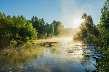 Fototapeta na wymiar little river at dawn