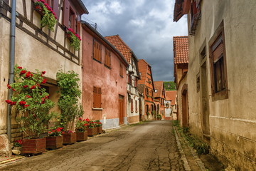 Fototapeta na wymiar Street in Obernai city, France