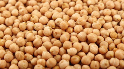Dried chickpea beans close up background