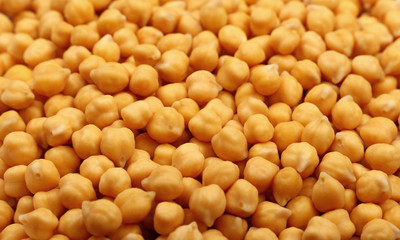 Cooked soaked chickpea beans close up background