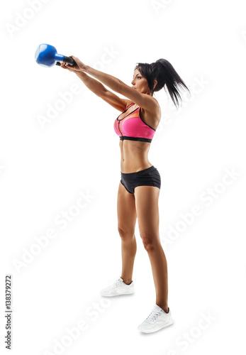 Fitness Woman Do Kettlebell Swing And Kettlebell Snatch